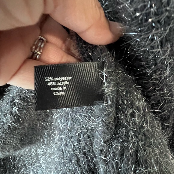 LANE BRYANT Long Sleeve Open Eye Lash Grey/Silver Sweater Cardigan Size 14/16 - Picture 6 of 9